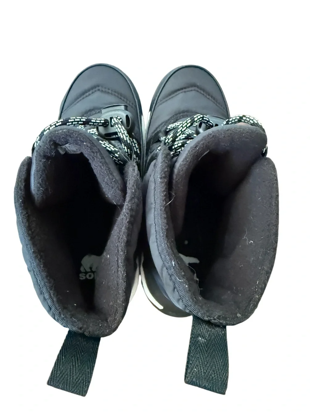 Sorel Youth Whitney II  Black and White Lace-Up Winter Boots -Size 1 NWOT